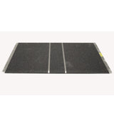 Self-Supporting Threshold Ramp by Prairie View Industries features a no-curb design for doors that swing outward and an anti-slip high traction surface • 36” wide walking surface made for 36” doors • Accommodates 3” rise • Length: 24”; Width: 36”; Weight: 12 lbs.; Capacity: 600 lbs.